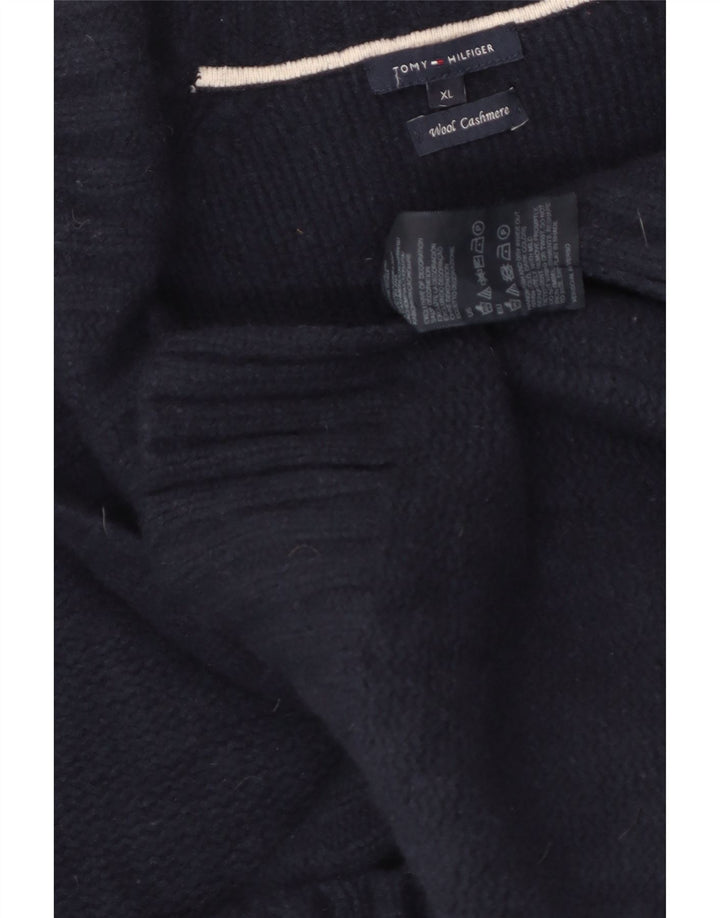Suéter feminino TOMMY HILFIGER com gola xale UK 18 XL lã azul marinho