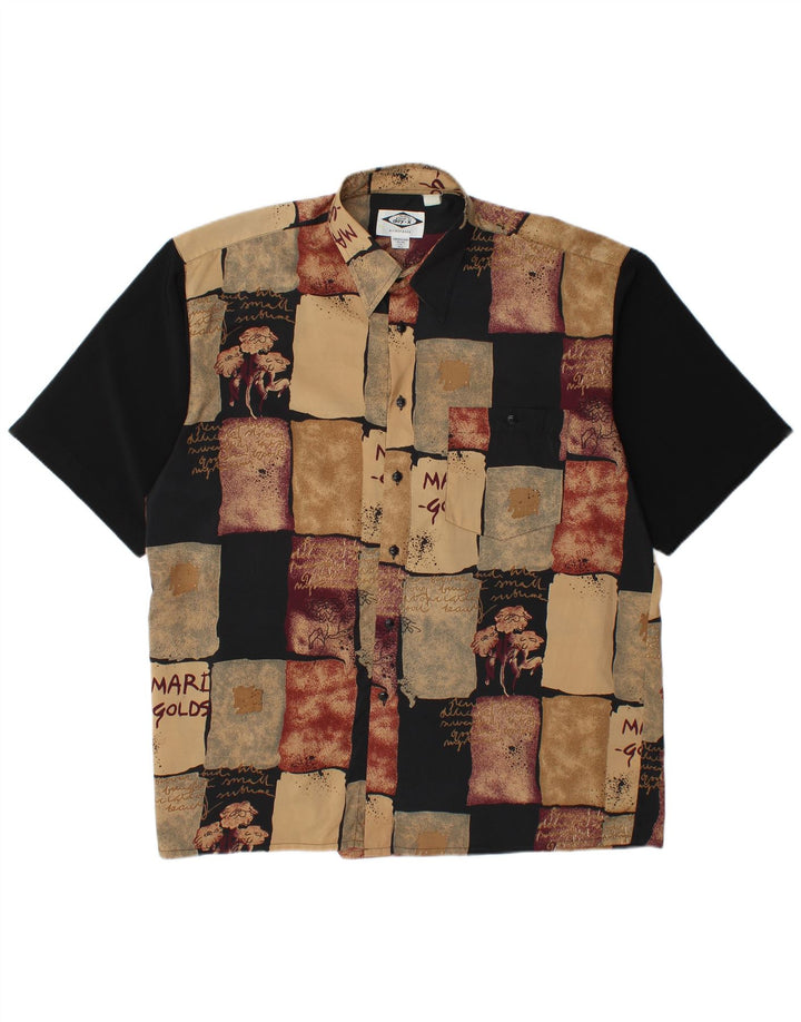 Camisa masculina de manga curta DAY-X tamanho 15 1/2 poliéster bege médio patchwork