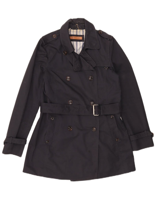 Trench Coat feminino Massimo Dutti UK 12 médio algodão azul marinho
