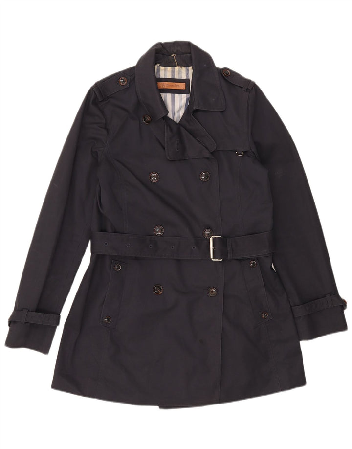 Trench Coat feminino Massimo Dutti UK 12 médio algodão azul marinho