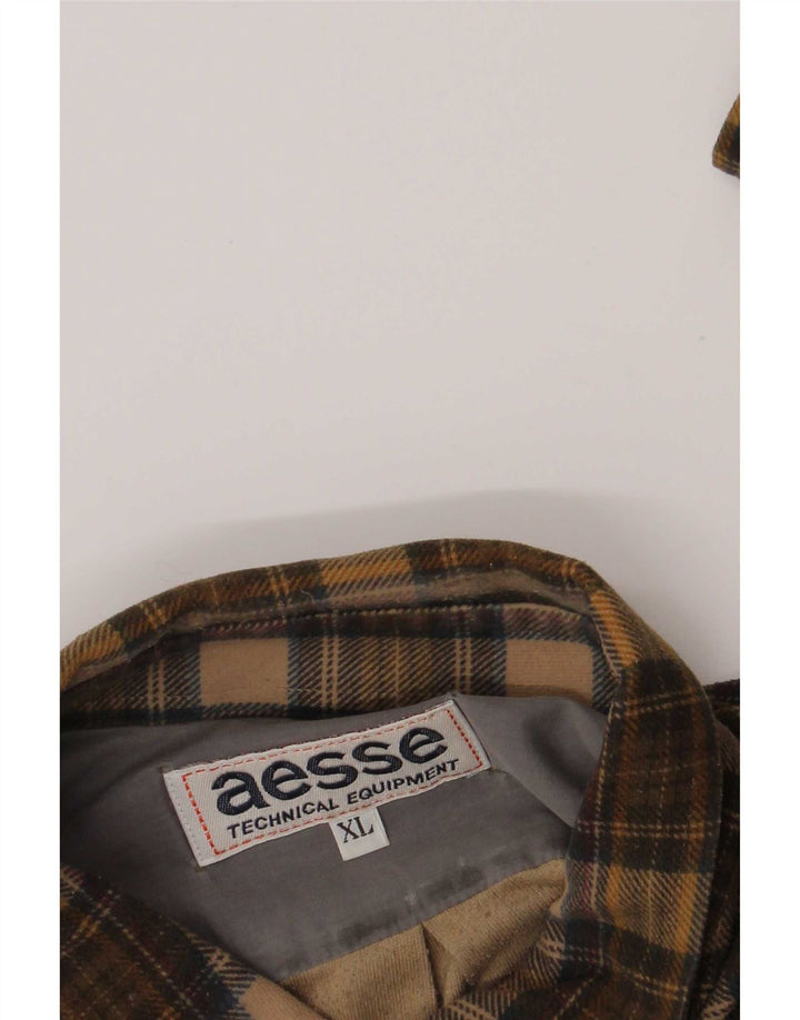 Camisa masculina de flanela Aesse XL marrom xadrez
