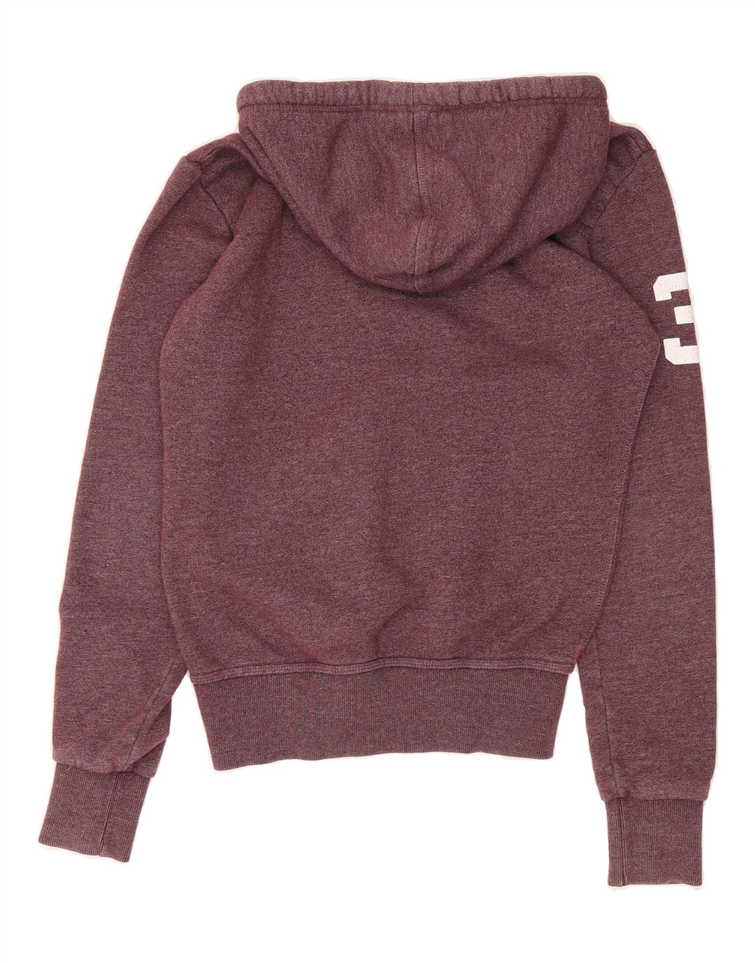 SUPERDRY Mens Graphic Hoodie Jumper Small Burgundy Flecked Vintage Superdry and Second-Hand Superdry from Messina Hembry 