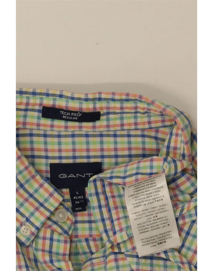 Camisa masculina de manga curta GANT tamanho 41/42 16 1/2 grande xadrez multicolorido
