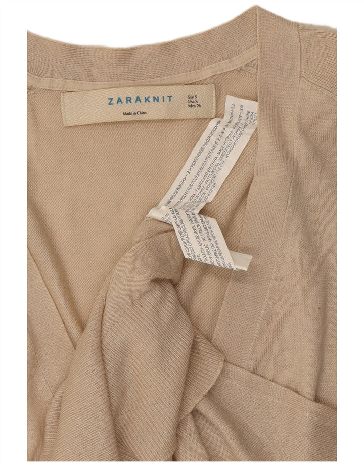 Suéter cardigã feminino ZARA UK 10 pequeno off white viscose