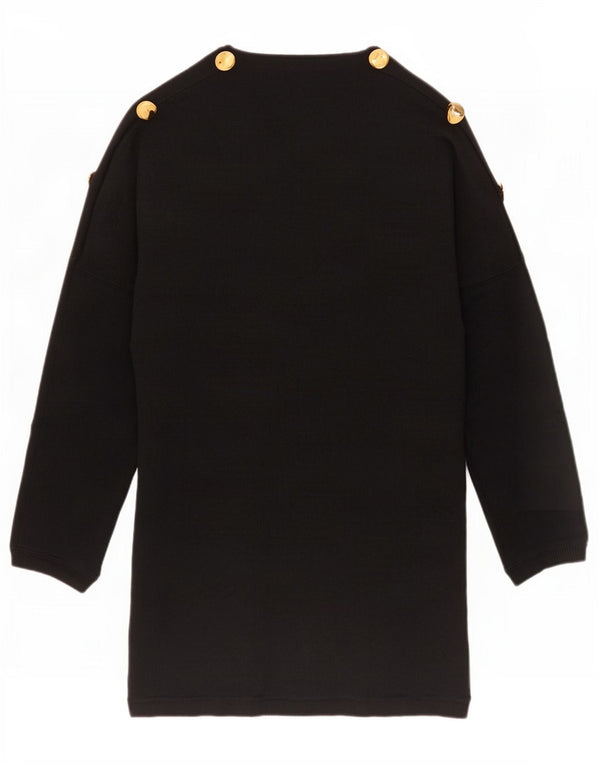 Suéter Cardigan Longline Feminino Vintage Reino Unido 10 Pequeno Preto