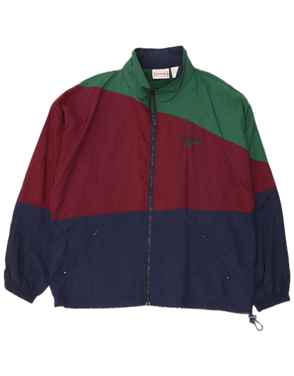 Reebok Mens Tracksuit Top Jacket UK 40 Grande bloco colorido multicolorido