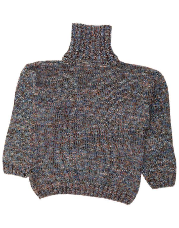 Suéter masculino com gola redonda NORTH POLE lã manchada azul médio