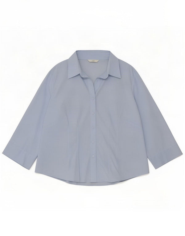 Camisa feminina de manga 3/4 Marks & Spencer Reino Unido 16 grande azul