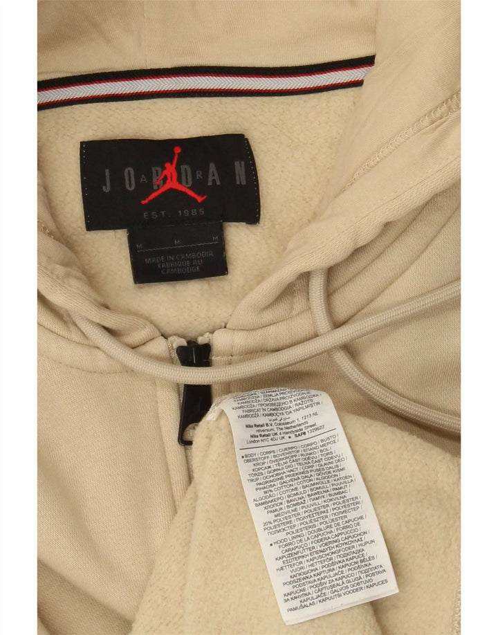 Suéter Jordan masculino com capuz e zíper médio bege algodão