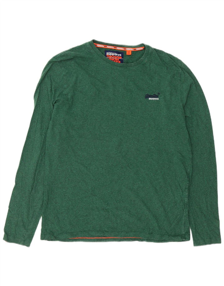 Top masculino Superdry manga comprida 2XL verde manchado