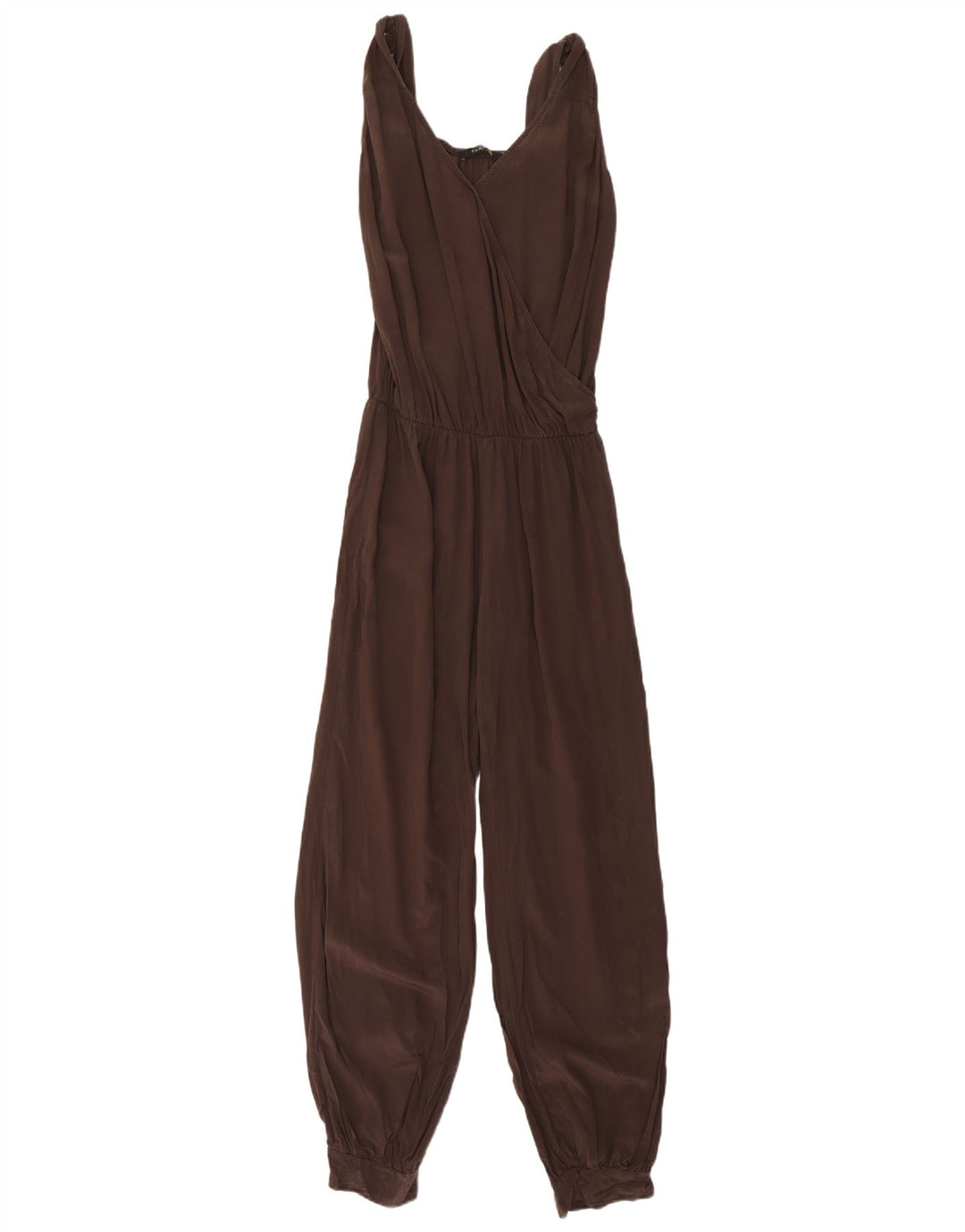 Macacão feminino vintage sem mangas IT 44 seda marrom médio
