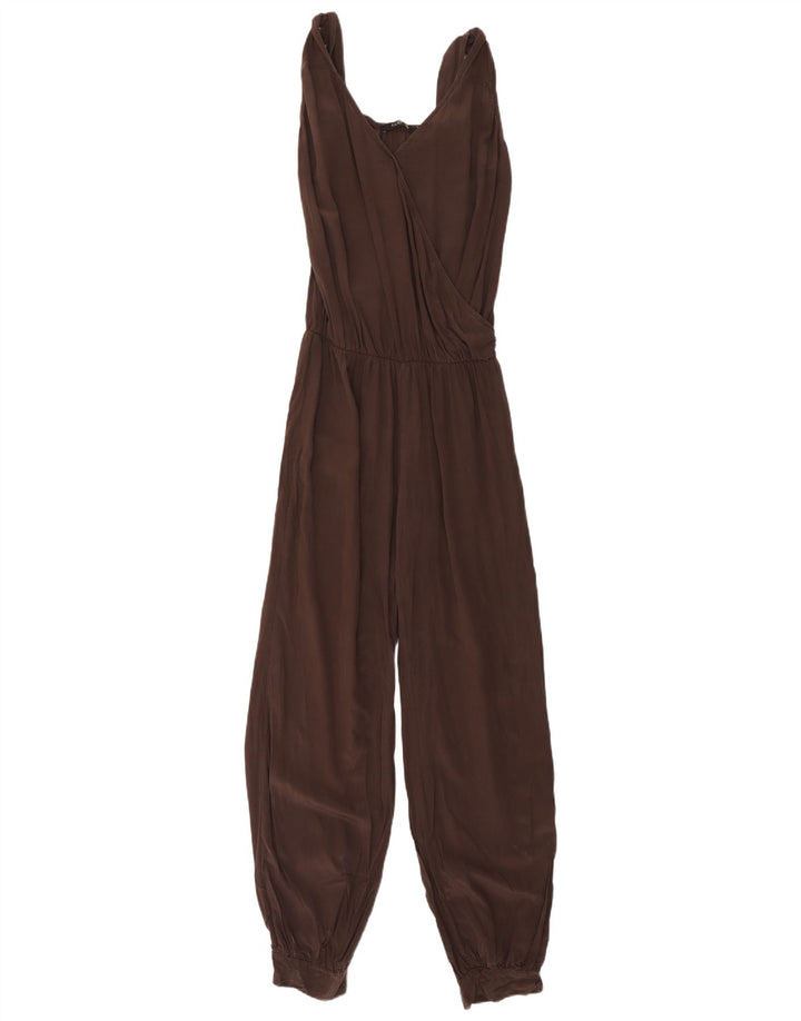 Macacão feminino vintage sem mangas IT 44 seda marrom médio