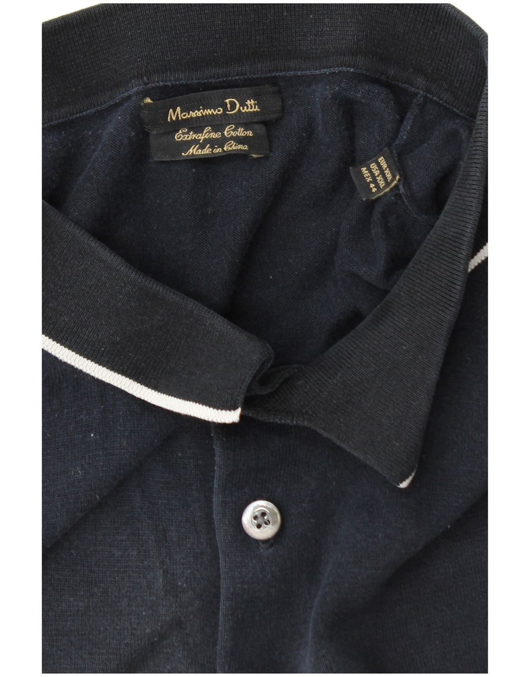 Camisa polo masculina Massimo Dutti 2XL algodão azul marinho