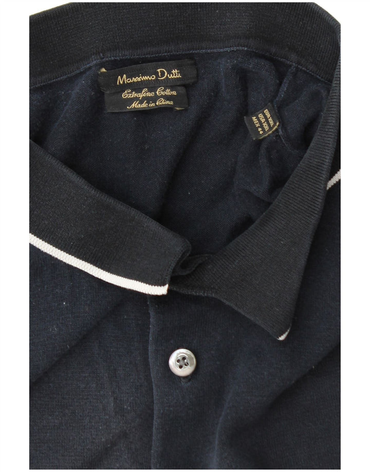 Camisa polo masculina Massimo Dutti 2XL algodão azul marinho