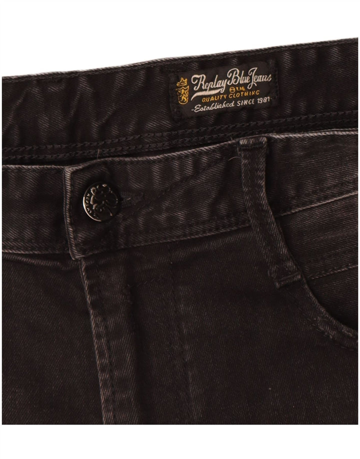Replay Jeans Slim Feminino Distressed W34 L32 Preto