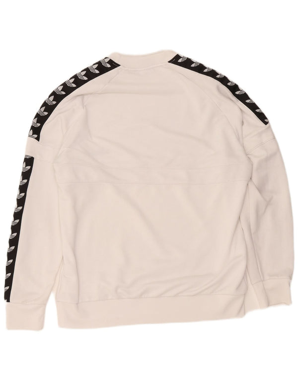 Adidas Mens Graphic Moletom Jumper Grande Branco Colorblock Poliéster