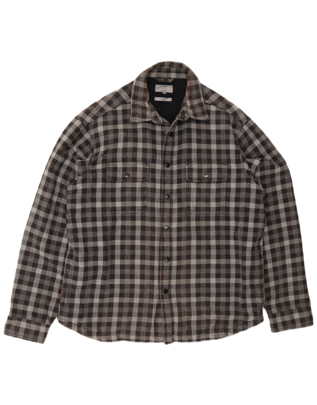 Camiseta masculina de flanela Marks & Spencer Regular Fit XL cinza guingão