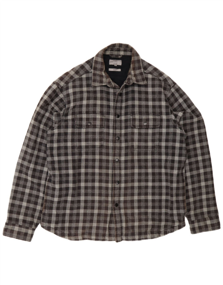 Camiseta masculina de flanela Marks & Spencer Regular Fit XL cinza guingão
