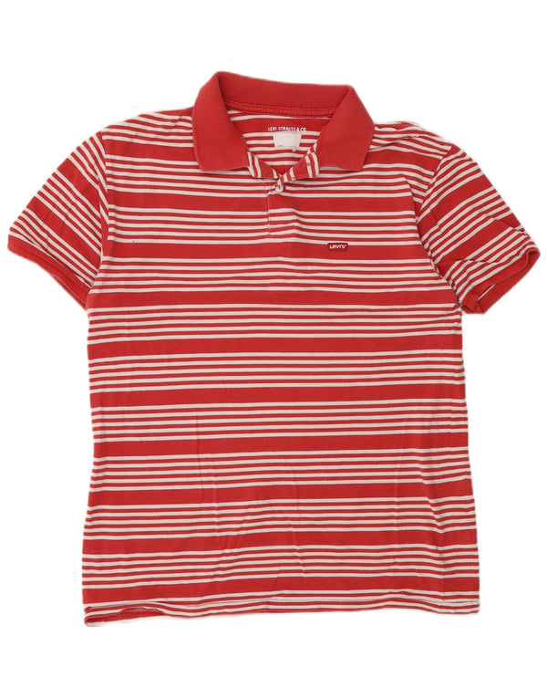 Camisa polo masculina Levi's de algodão listrado vermelho médio