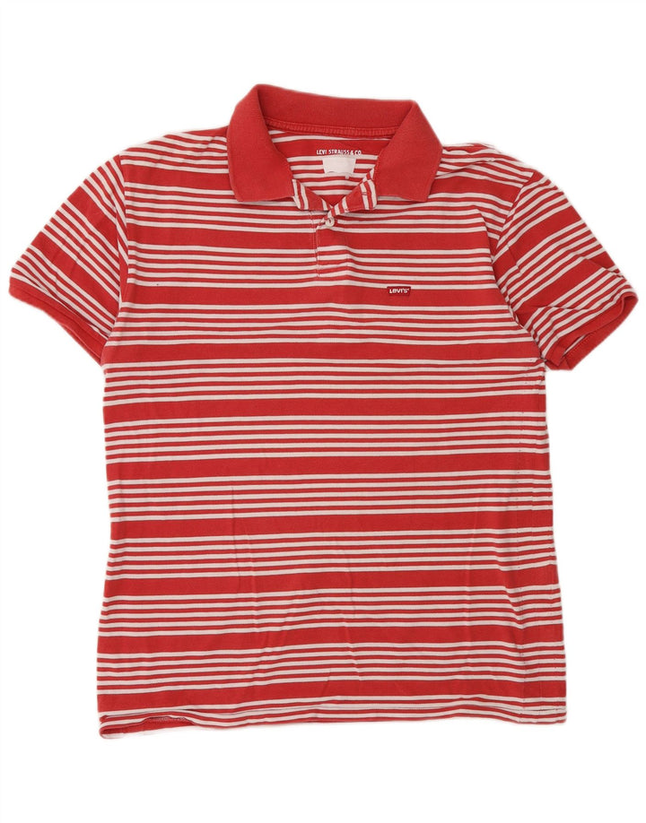 Camisa polo masculina Levi's de algodão listrado vermelho médio