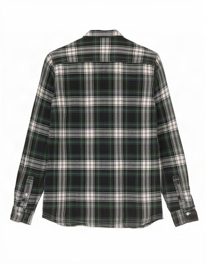 Camisa feminina de flanela PEPE Jeans UK 14 algodão xadrez verde médio