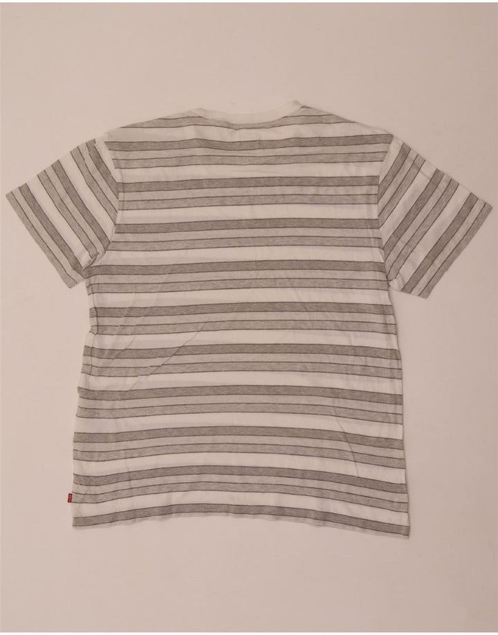 Camiseta masculina Levi's grande algodão listrado cinza