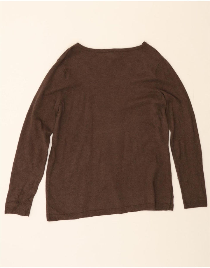 EDDIE BAUER Womens Seattle V-Neck Jumper Sweater UK 18 XL Brown Cotton Vintage Eddie Bauer and Second-Hand Eddie Bauer from Messina Hembry 