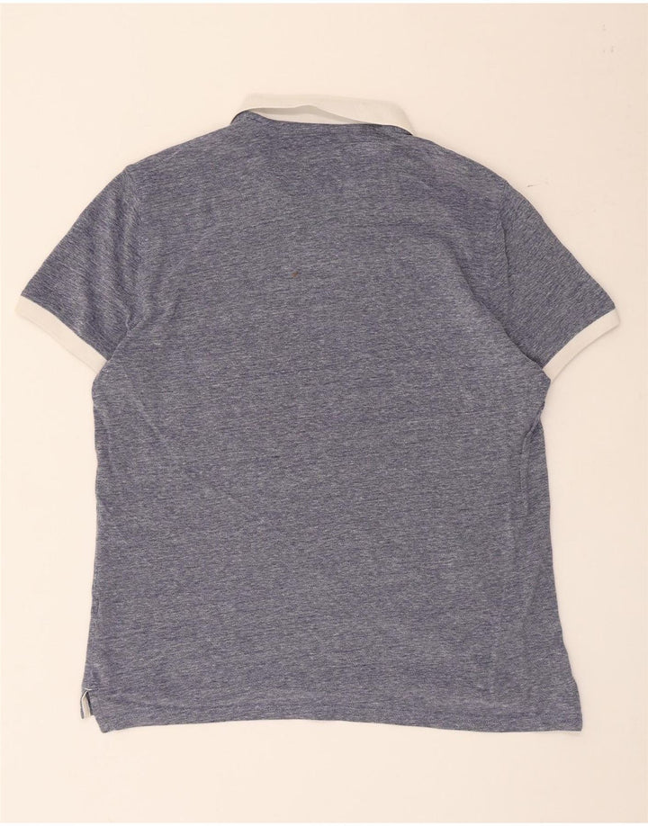 Camisa polo masculina de rugby Massimo Dutti grande algodão azul