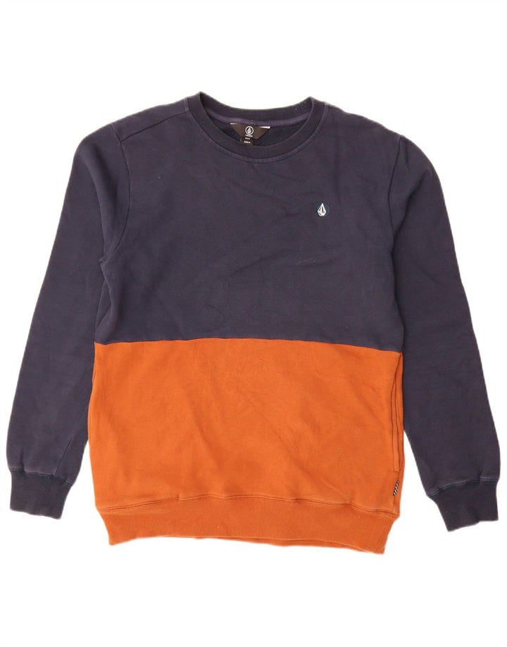 Volcom moletom masculino jumper médio azul marinho algodão colorblock