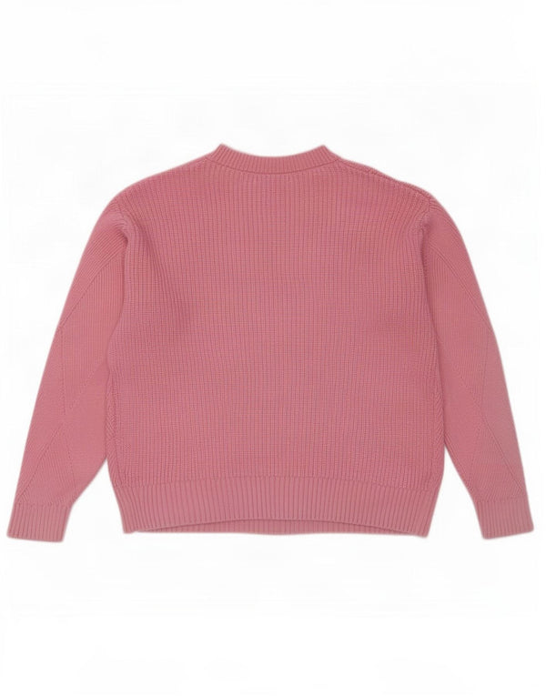 Suéter feminino Marks & Spencer com gola redonda Reino Unido 14 algodão rosa médio