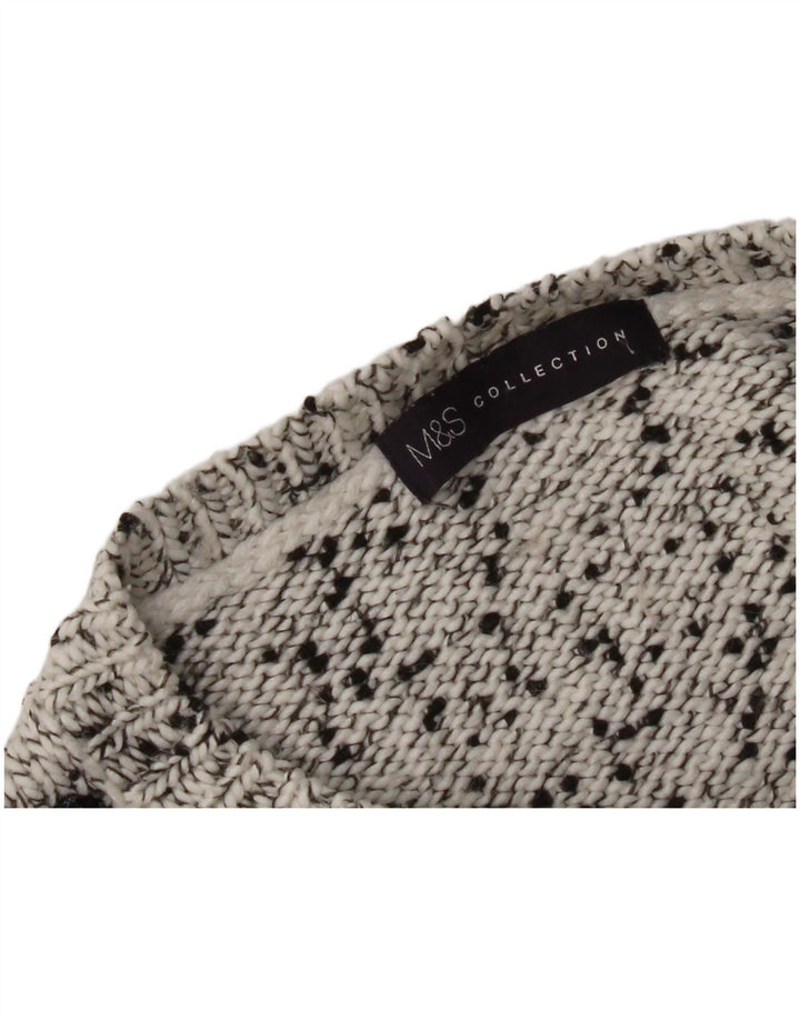 Suéter feminino Marks & Spencer com gola canoa Reino Unido 12 cinza médio manchado