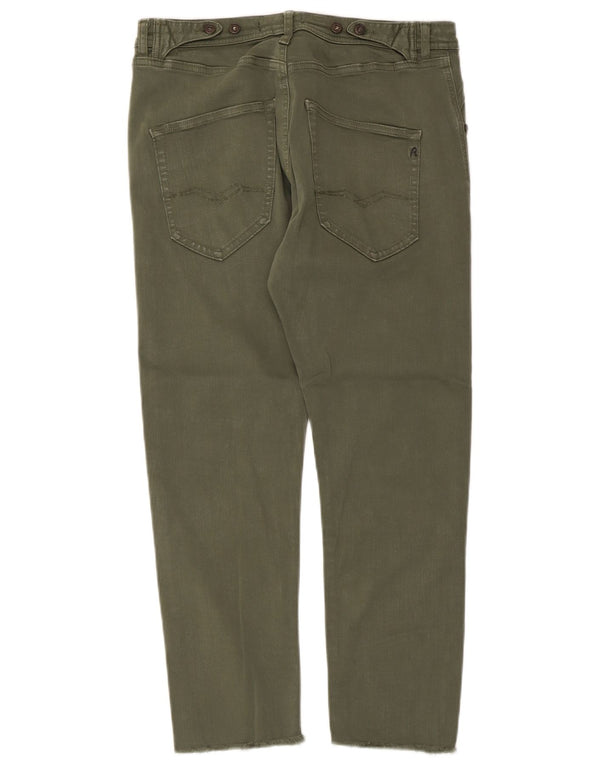 Calça jeans feminina Replay Pilar cortada W27 L24 algodão cáqui
