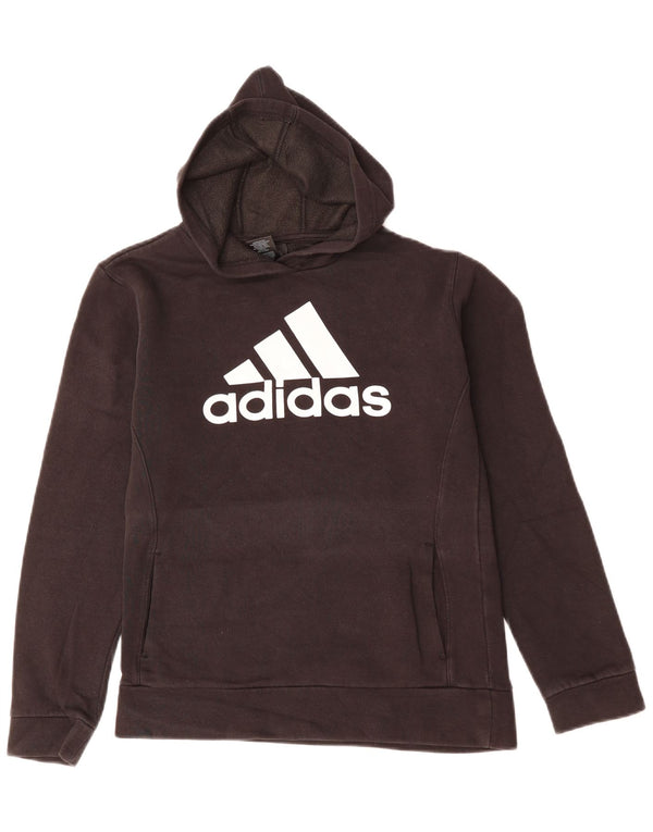ADIDAS Womens Graphic Hoodie Jumper UK 14 Grande Preto