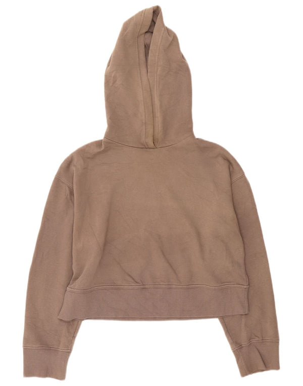 Zara Womens Crop Oversized Hoodie Jumper Reino Unido 10 Pequeno Algodão Cinza