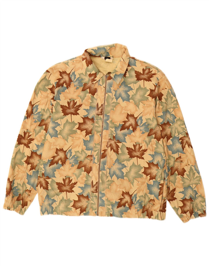 Jaqueta bomber feminina vintage UK 14 poliéster floral bege médio