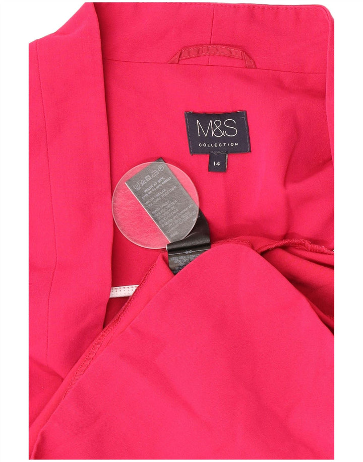 Jaqueta Blazer aberta feminina Marks & Spencer Reino Unido 14 poliéster rosa médio