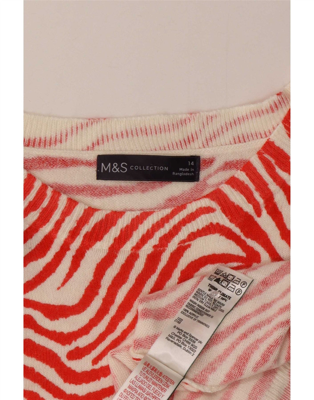 Suéter feminino Marks & Spencer com gola canoa Reino Unido 14 médio vermelho