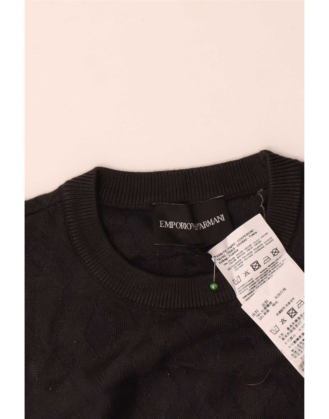 Suéter masculino Emporio Armani com gola redonda e viscose cinza médio