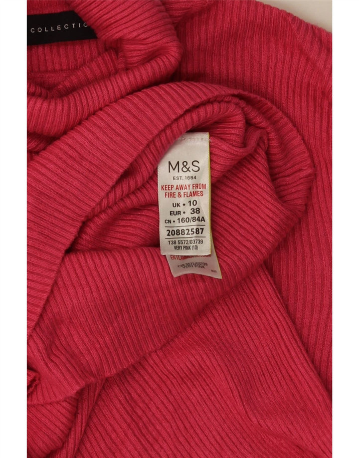 Suéter feminino Marks & Spencer com gola redonda e viscose rosa pequena Reino Unido 10