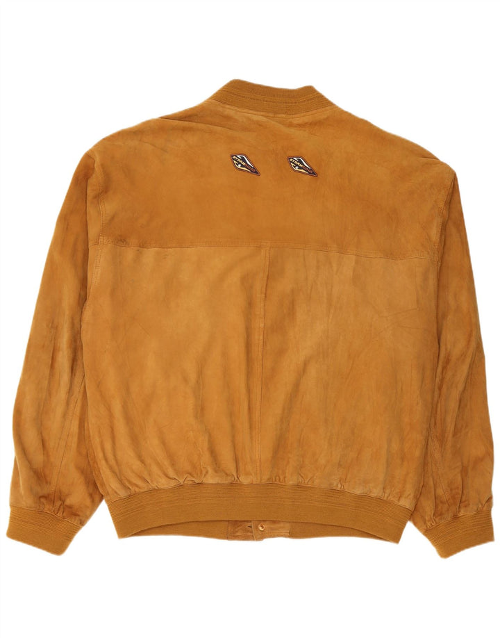 Jaqueta bomber masculina vintage de camurça IT 58 4XL couro marrom