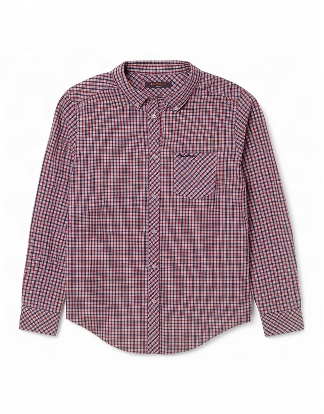 Ben Sherman Camisa masculina Heritage grande algodão xadrez vermelho