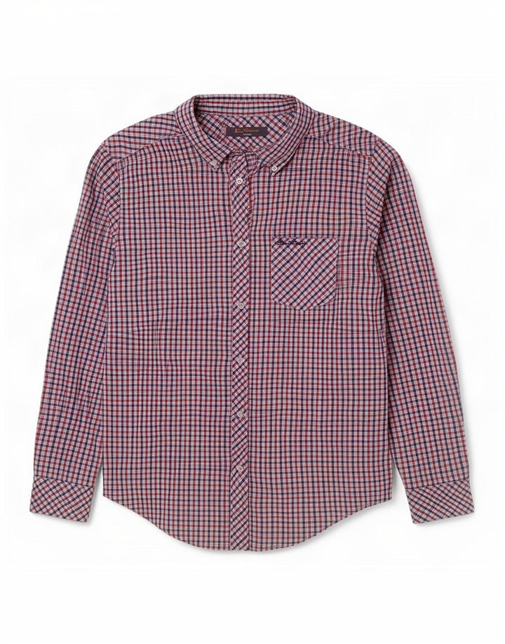 Ben Sherman Camisa masculina Heritage grande algodão xadrez vermelho