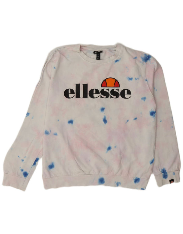 Suéter gráfico feminino Ellesse UK 12 médio branco tie-dye algodão
