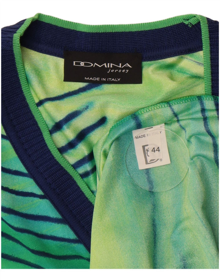 Cardigã feminino de manga curta Domina IT 44 verde médio tie-dye
