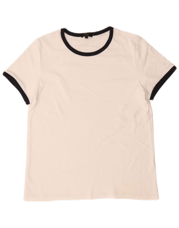 Camiseta feminina Massimo Dutti UK 14 grande bloco colorido branco