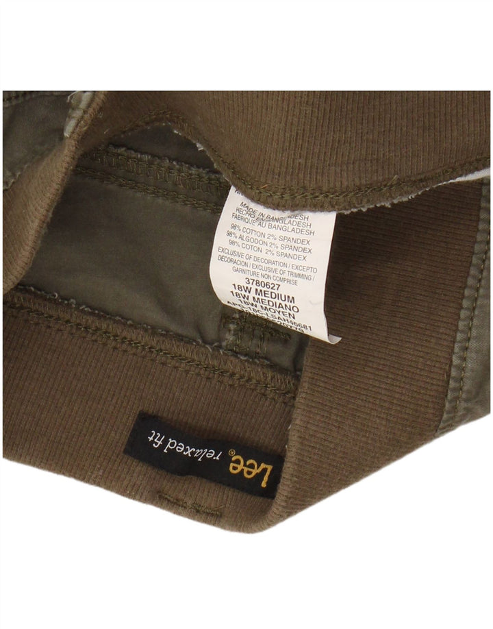 Shorts cargo femininos LEE com ajuste relaxado US 18 2XL W40 algodão cáqui