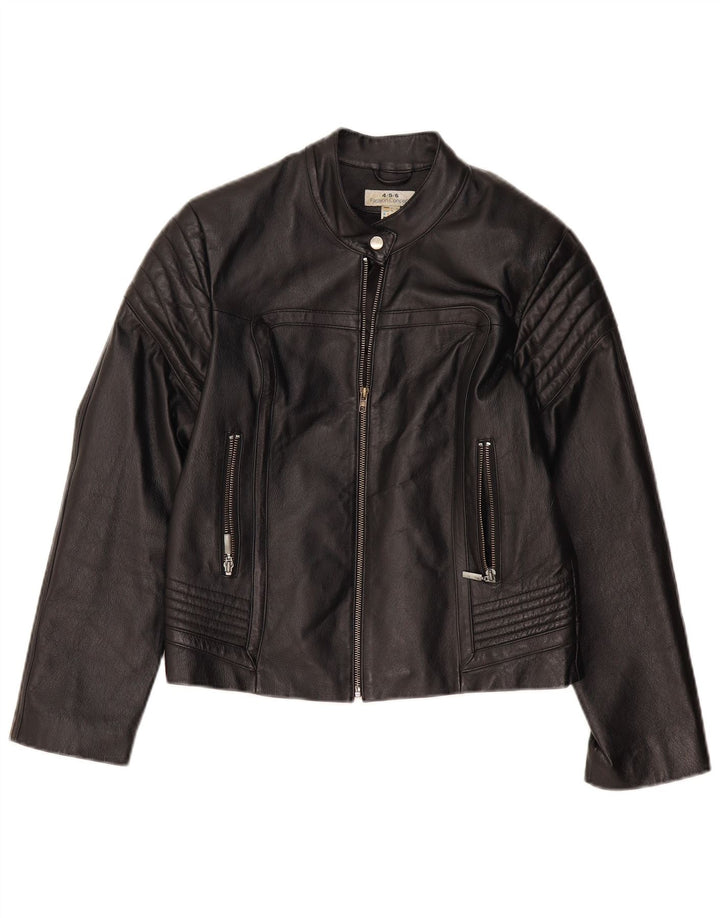 Jaqueta de couro de motociclista feminina VINTAGE Reino Unido 8 pequena de couro preto