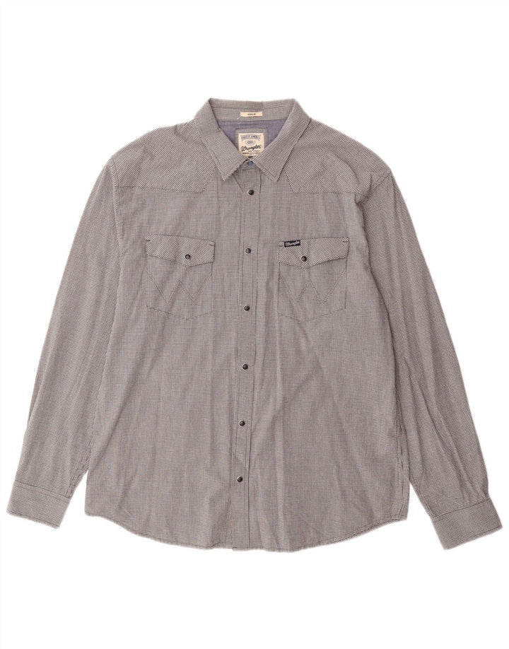 Camisa masculina de ajuste regular WRANGLER XL cinza algodão guingão