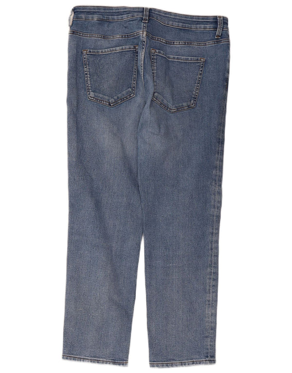 Calça jeans feminina Marks & Spencer The Sienna Straight UK 14 grande W32 L26 azul