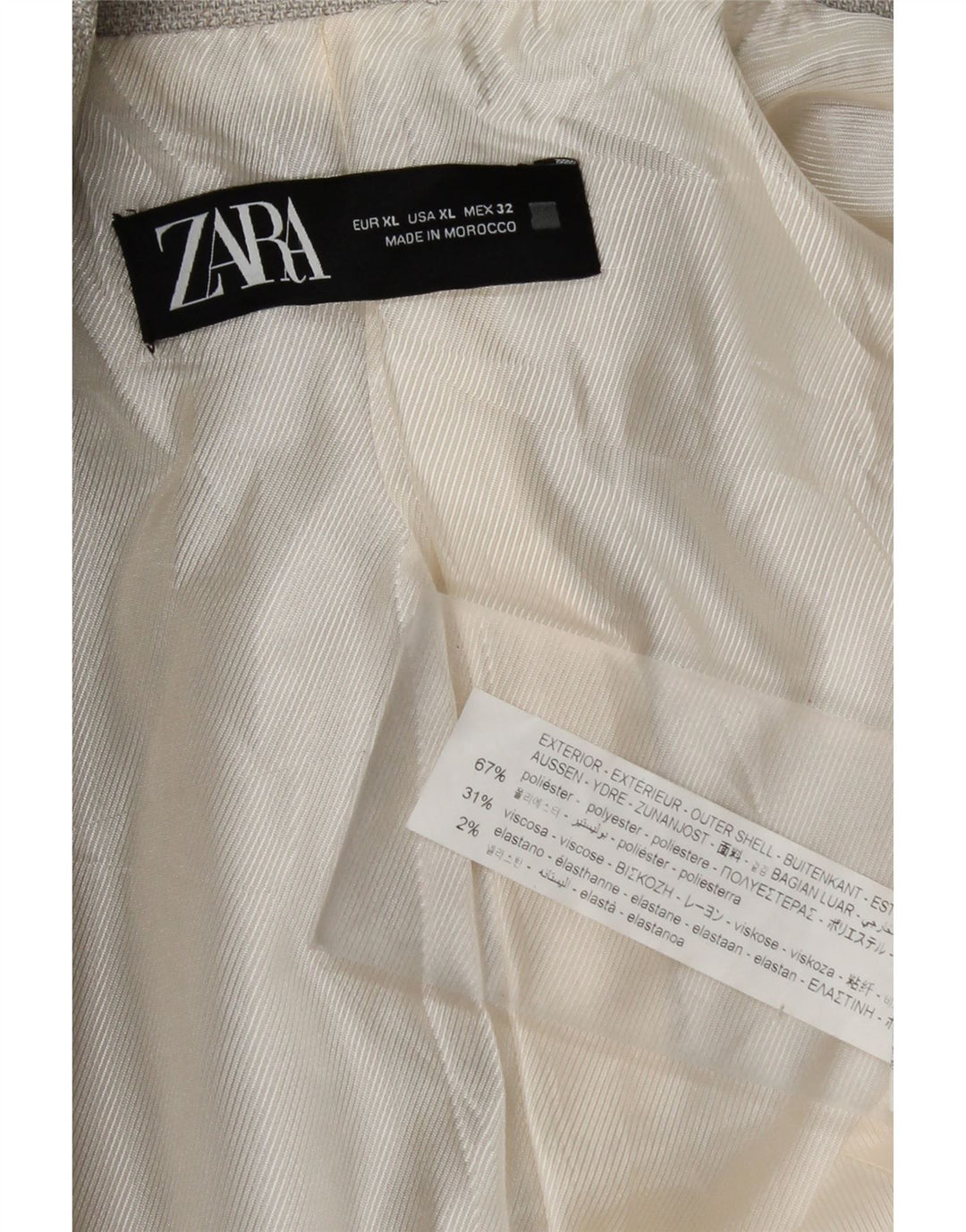 Zara Jaqueta Blazer Feminina Crop Double Breasted Reino Unido 18 XL Cinza Poliéster